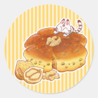 Little Cat & Walnut bread Classic Round Sticker