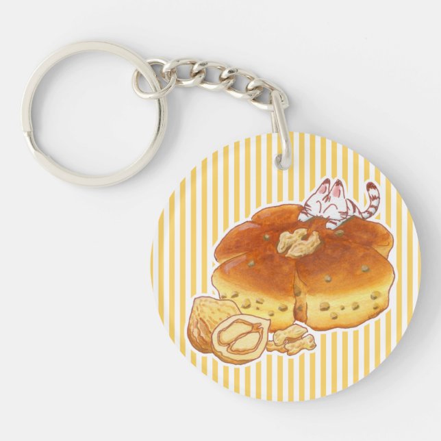 Little Cat & Walnut bread Keychain (Front)