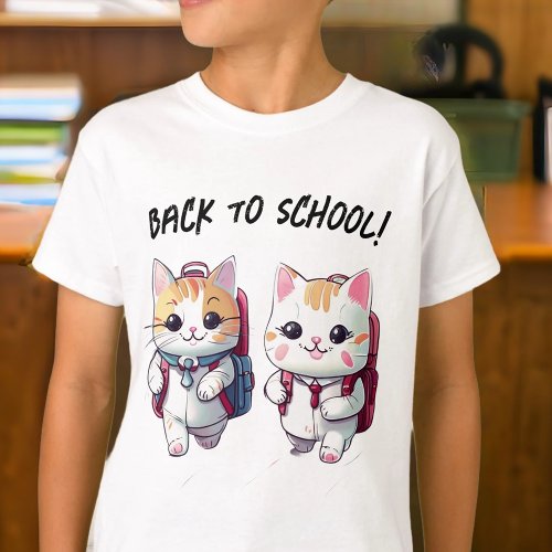 Little cats going to school T_Shirt