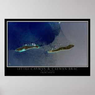 Little Cayman & Cayman Brac Islands Satellite Map Poster