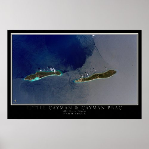 Little Cayman  Cayman Brac Islands Satellite Map Poster