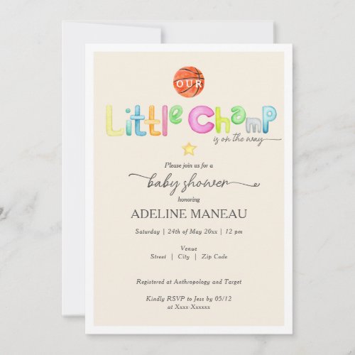 Little Champ Is On The Way Watercolor Baby Shower Invitation