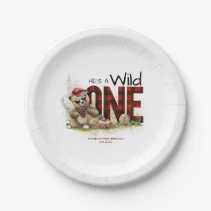 Little Charming Lumberjack Bear Wild One Birthday Paper Plates