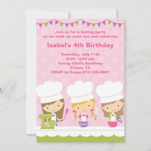 Little Chef Baking Birthday Party Invitations