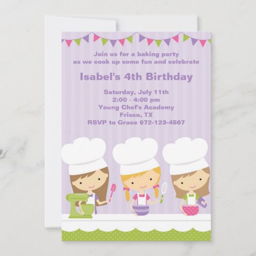 Little Chef Baking Birthday Party Invitations