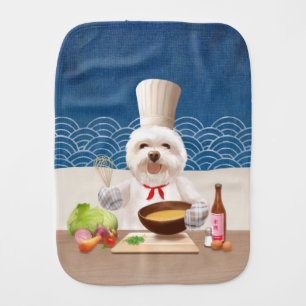 Little Chef Bichon: Asian Cooking Kitchen Art Baby Burp Cloth