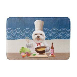 Little Chef Bichon: Asian Cooking Kitchen Art Bath Mat