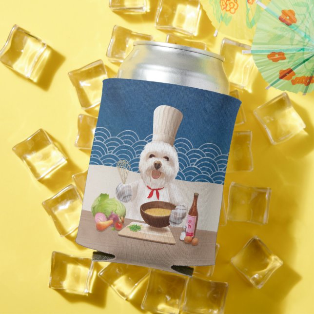 Little Chef Bichon: Asian Cooking Kitchen Art Can Cooler (In Situ Summer)