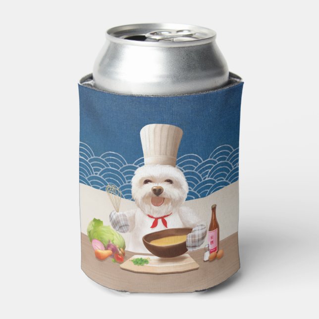 Little Chef Bichon: Asian Cooking Kitchen Art Can Cooler (Can Front)