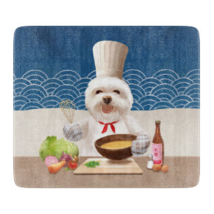 Little Chef Bichon: Asian Cooking Kitchen Art Cutting Board