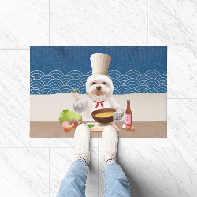 Little Chef Bichon: Asian Cooking Kitchen Art Doormat (Indoor)