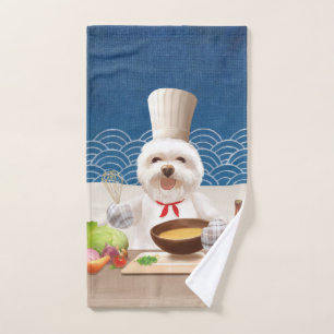 Little Chef Bichon: Asian Cooking Kitchen Art Hand Towel