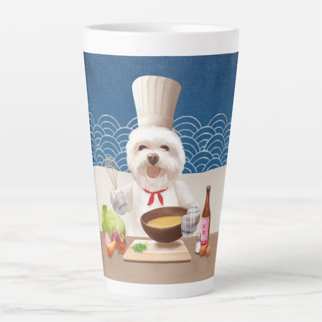 Little Chef Bichon: Asian Cooking Kitchen Art Latte Mug (Front)