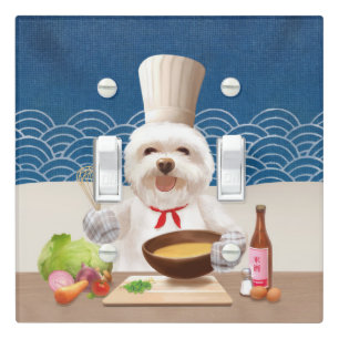 Little Chef Bichon: Asian Cooking Kitchen Art Light Switch Cover