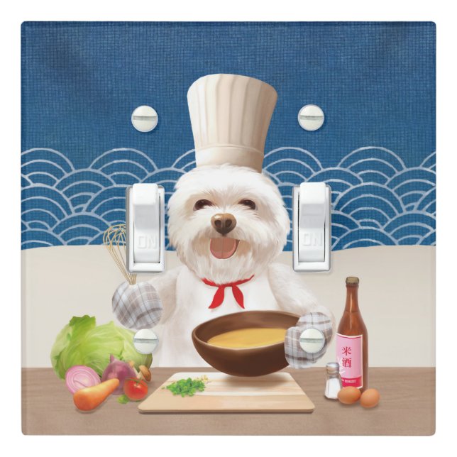 Little Chef Bichon: Asian Cooking Kitchen Art Light Switch Cover (In Situ)