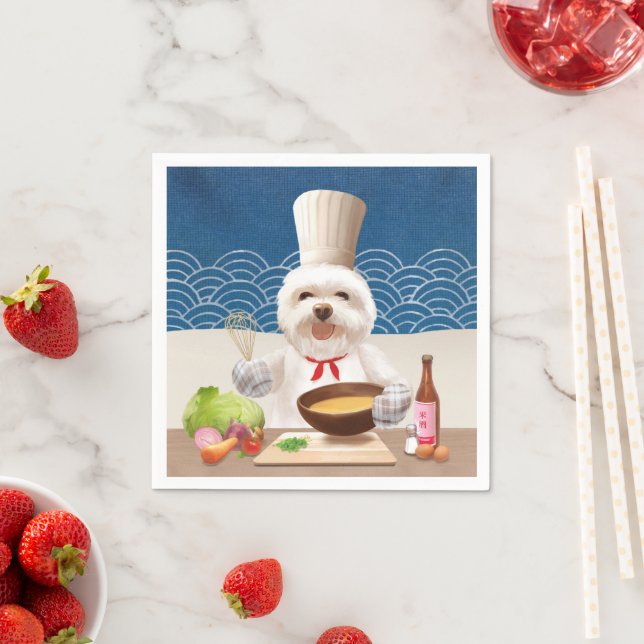 Little Chef Bichon: Asian Cooking Kitchen Art Napkins (Insitu)