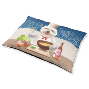 Little Chef Bichon: Asian Cooking Kitchen Art Pet Bed