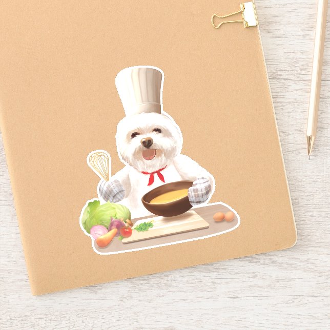 Little Chef Bichon: Asian Cooking Kitchen Art Sticker (Notebook)