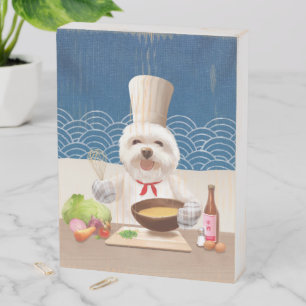 Little Chef Bichon: Asian Cooking Kitchen Art Wooden Box Sign