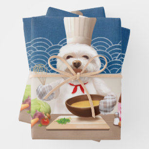 Little Chef Bichon: Asian Cooking Kitchen Art Wrapping Paper Sheets