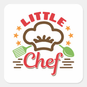 Little Chef Cooking Lover Kids Square Sticker
