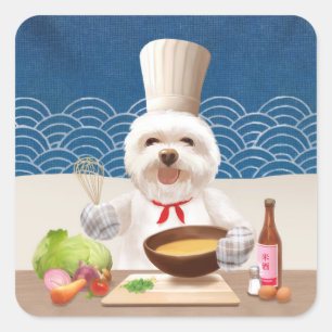 Little Chef Dog Square Sticker