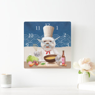 Little Chef Dog Square Wall Clock
