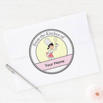Little Chef Illustration on Round Label | Zazzle
