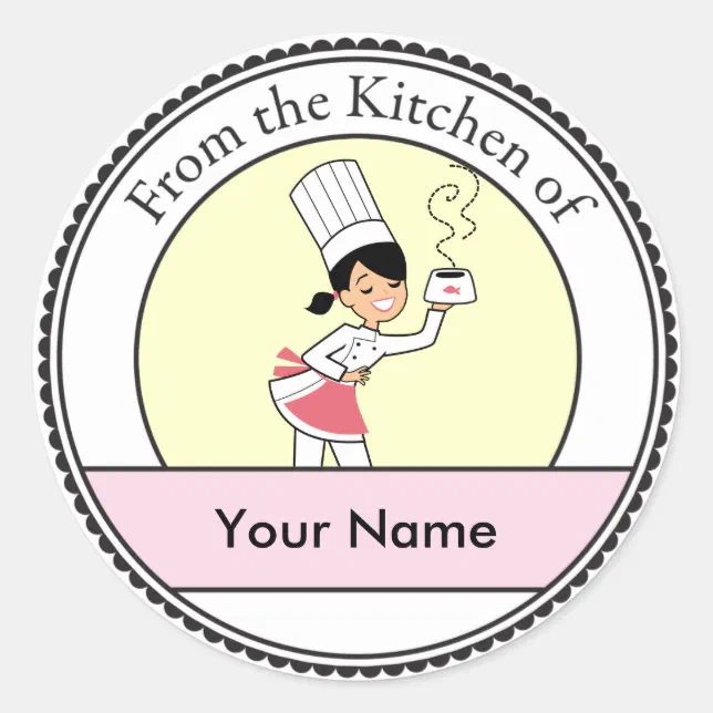 Little Chef Illustration on Round Label | Zazzle