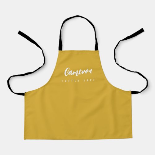 Little Chef Name Simple custom Mustard yellow Apron