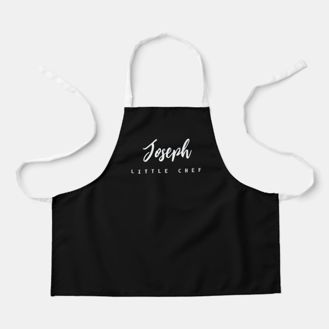 Little Chef Script Name personalized Black Apron (Front)