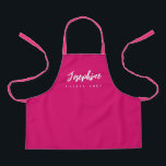 Little Chef Script Name Simple personalized Pink Apron<br><div class="desc">Make your little chef feel extra special with our Little Chef Script Name Simple Personalized Pink Apron. This apron is designed to provide a simple, chic, and elegant look, featuring stylish script typography for personalizing the name. The pink color adds a touch of sweetness and charm to the apron, making...</div>