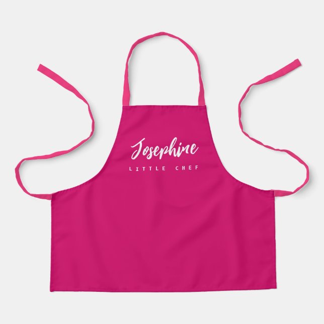 Little Chef Script Name Simple personalized Pink Apron (Front)