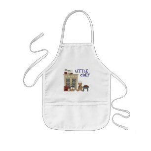 Little Chef Teddy Bear Country Primitive Kitchen Kids' Apron