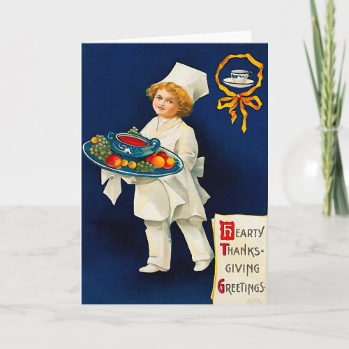 Little Chef with Thanksgiving Plate Holiday Card