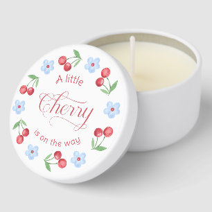 Little cherry Blue Bow Cherries Baby shower Mini Candle Favors