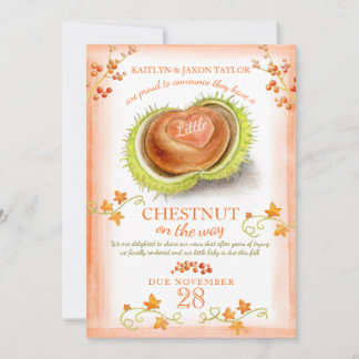 Little Chestnut heart watercolor pregnancy Announcement