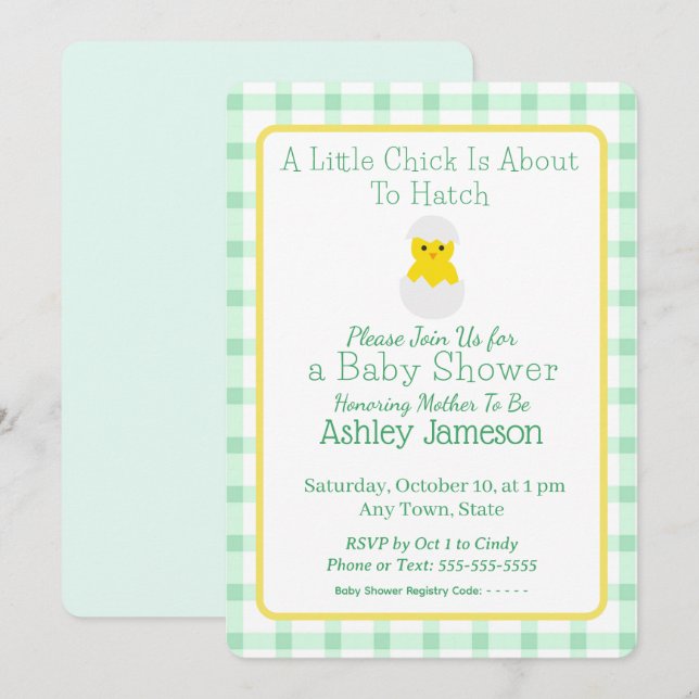 Little Chick About To Hatch Baby Shower Invitation (Front/Back)
