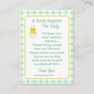 Little Chick Baby Book Request Neutral Baby Shower Enclosure Card