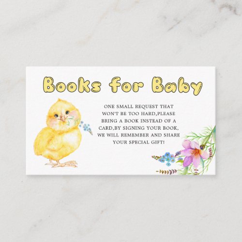 Little Chick Baby Shower Books for the Baby Enclosure Card