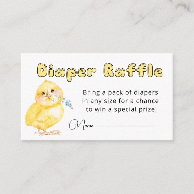 Little Chick Baby Shower Diaper Raffle Enclosure Card (Front)