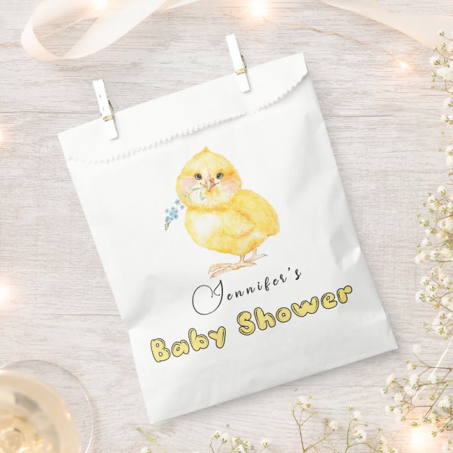 Little Chick Baby Shower Favor Bag (Clipped)