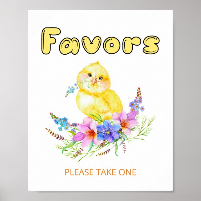 Little Chick Baby Shower Favors Sign (Front)