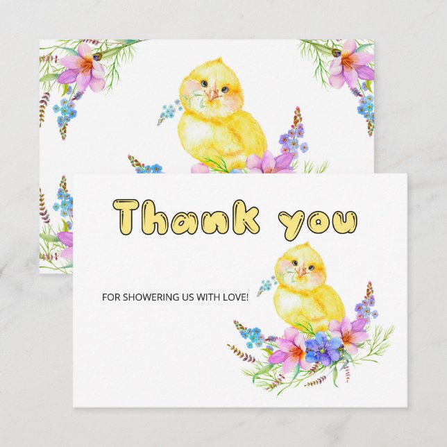 Little Chick baby shower thank you card (Front/Back)