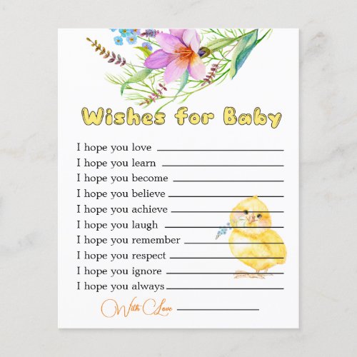 Little Chick Baby Shower Wishes for Baby Card