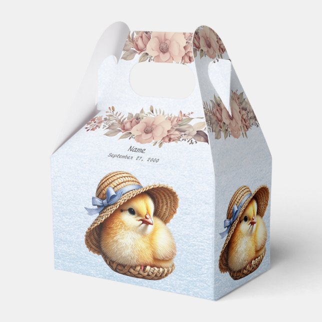 Little Chick Blue Ribbon Favor Box (Front Side)