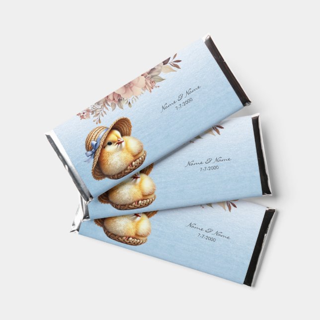 Little Chick Blue Ribbon Hershey Bar Favor (Front)