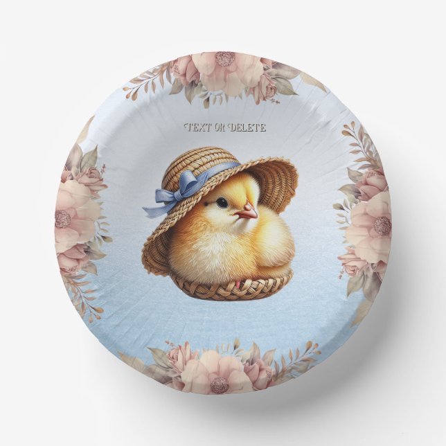 Little Chick Blue Ribbon Paper Bowl (Front)