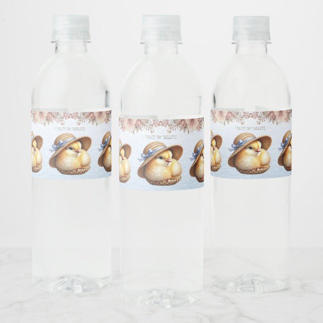 Little Chick Blue Ribbon Water Bottle Label (Bottles)