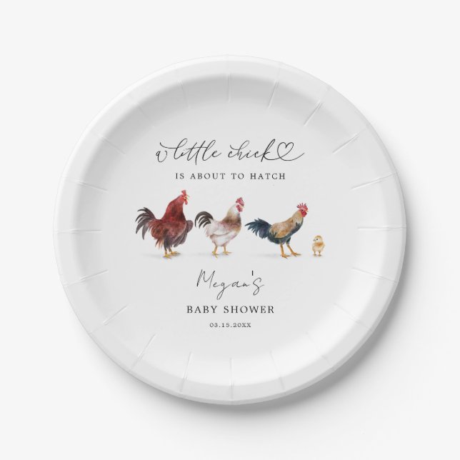 Little Chick Chicken Baby Shower Paper Plates (Front)
